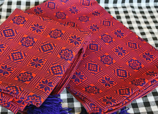 Peach and Blue Woollen Khes