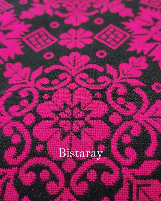 Shocking Pink & Black Woollen Khes