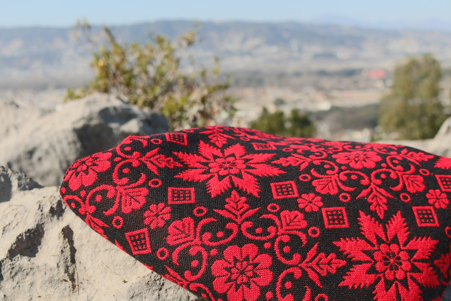 Red & Black Lightweight Woollen Khes