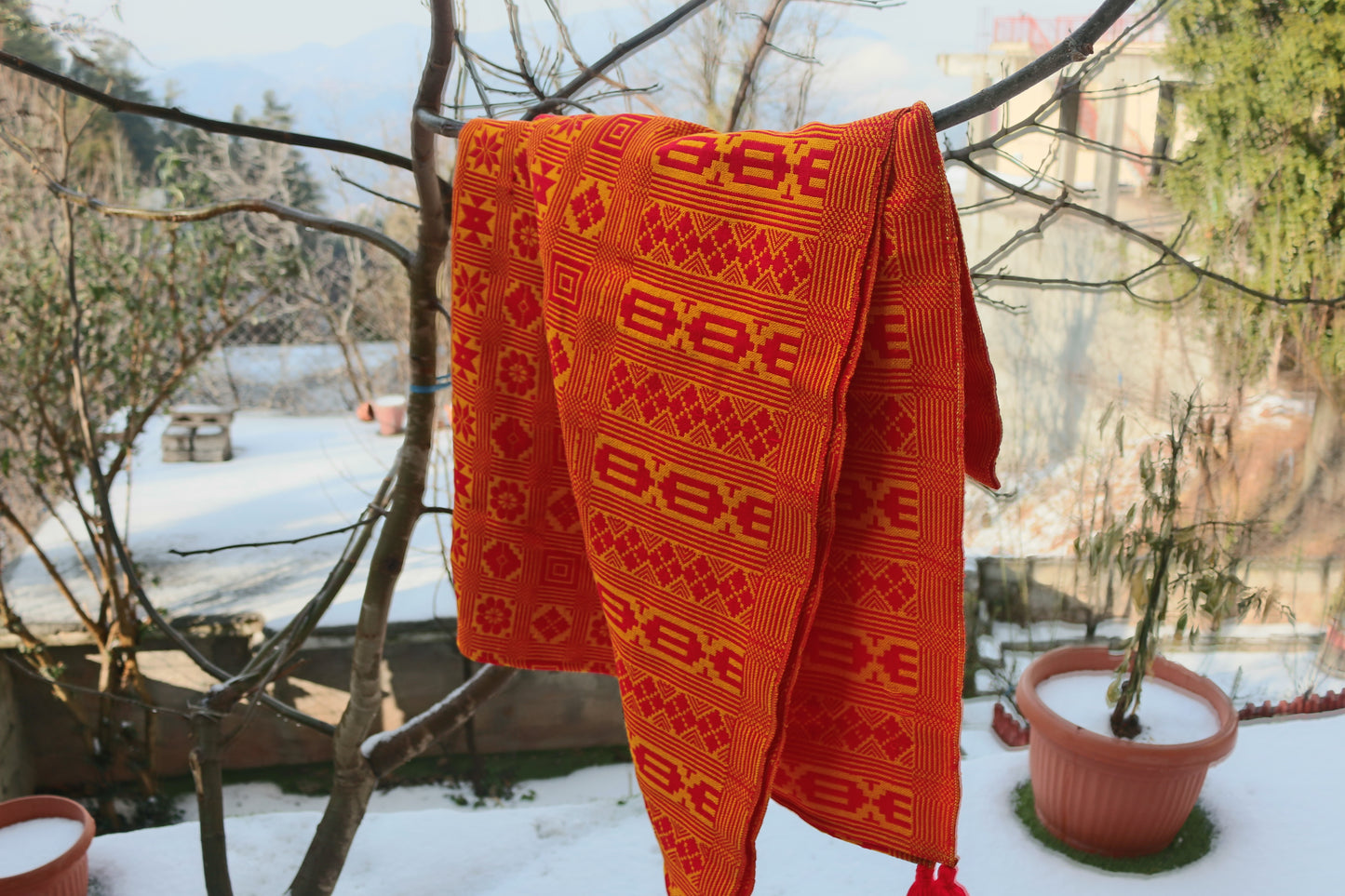 Orange & Pink Woollen Khes