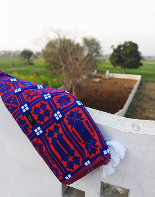 Majenta & Blue Woollen Khes