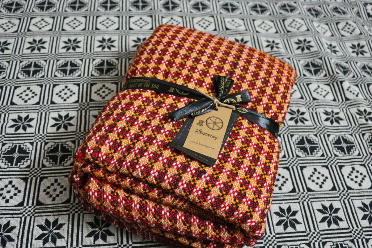 Pink & Orange Woollen Khes