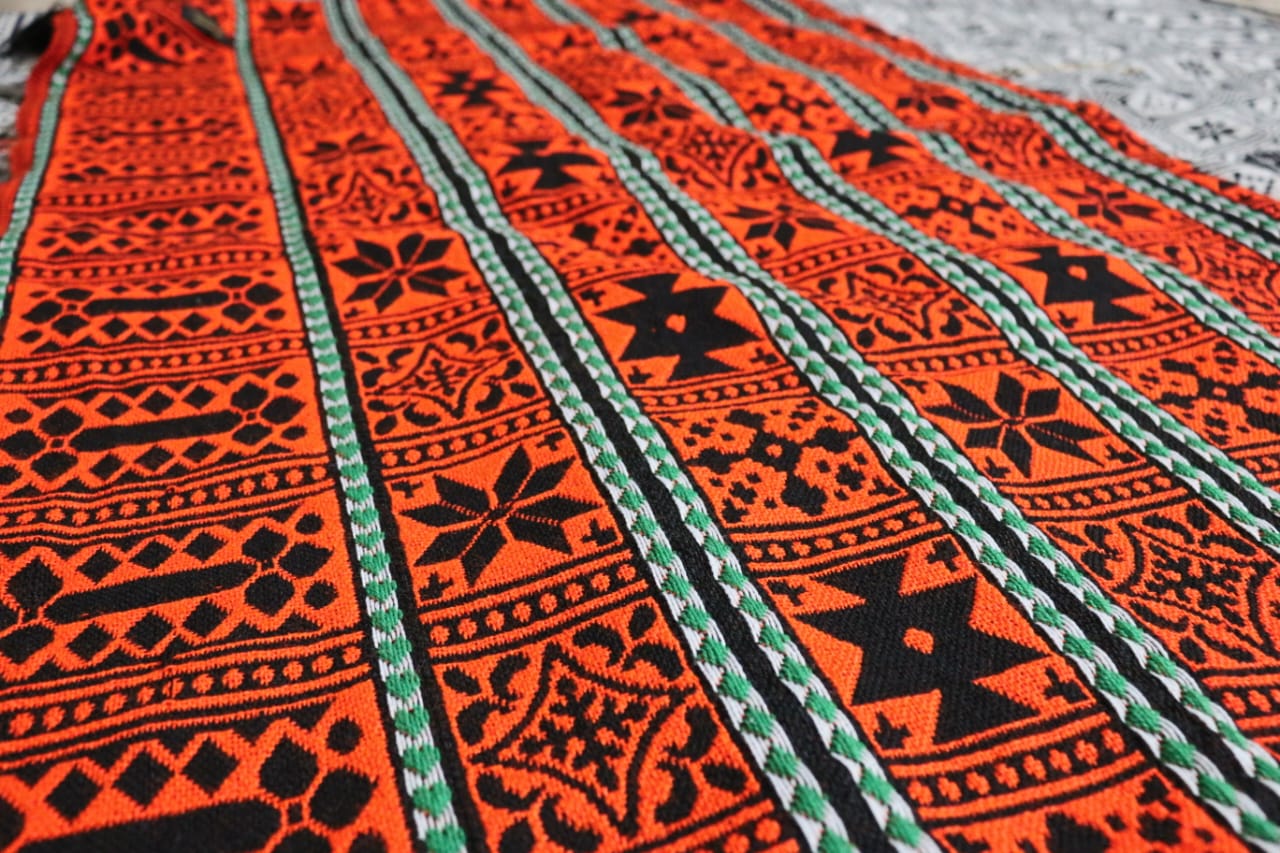 Orange & Black Woollen Khes