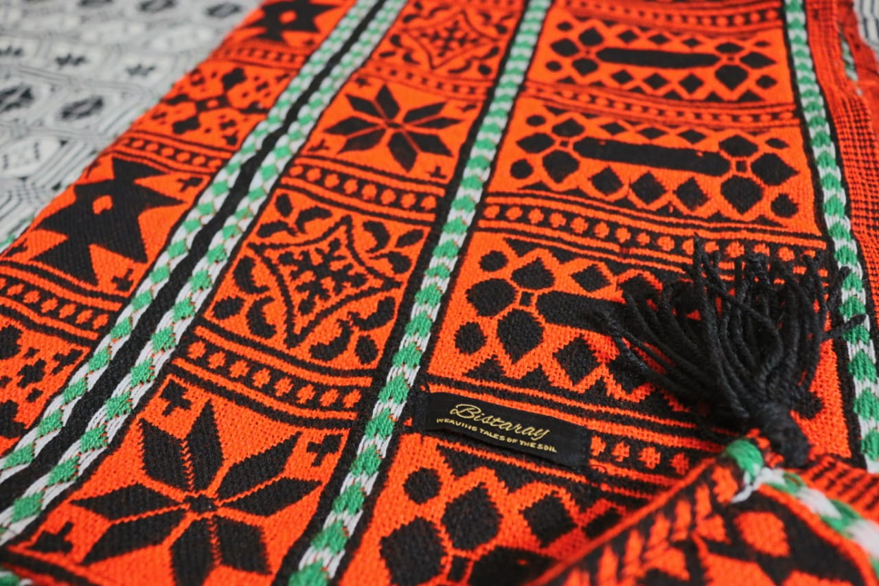Orange & Black Woollen Khes