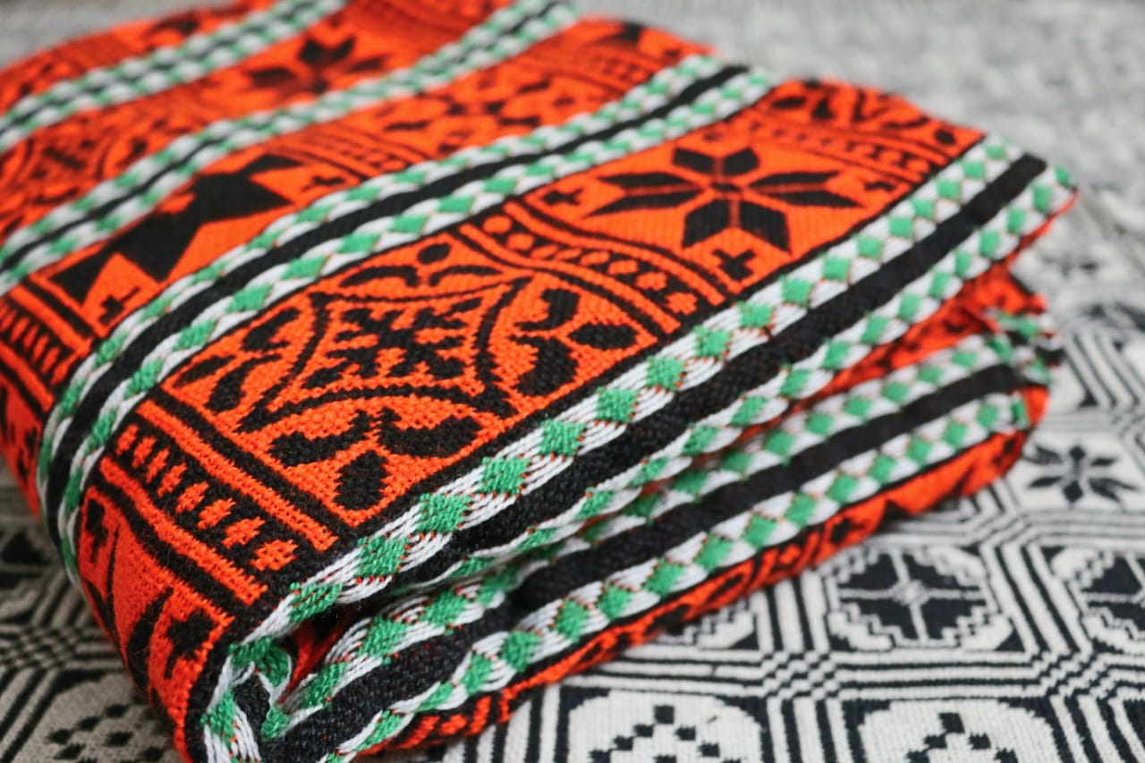Orange & Black Woollen Khes