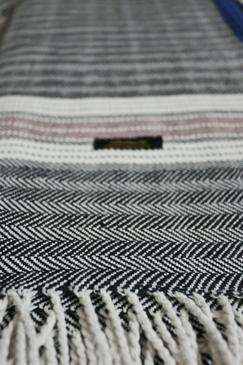 Black Herringbone Cotton khes