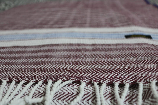 Maroon Herringbone Cotton Khes