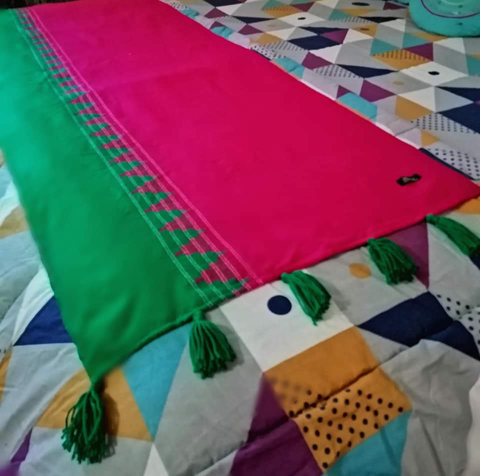Fuchsia & Green Woollen Bed runner