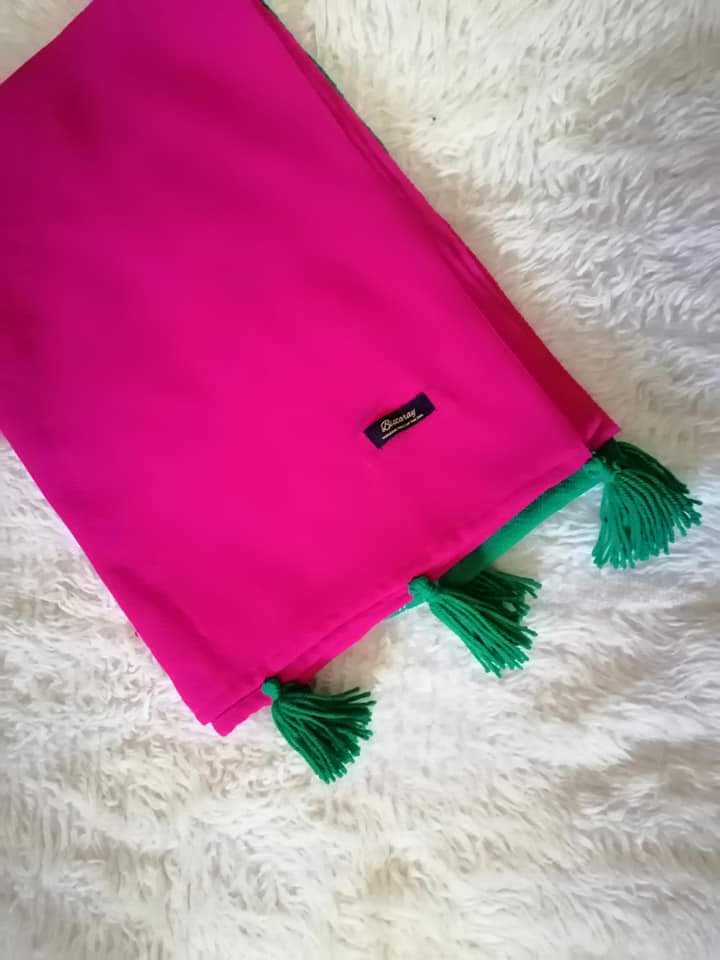Fuchsia & Green Woollen Bed runner