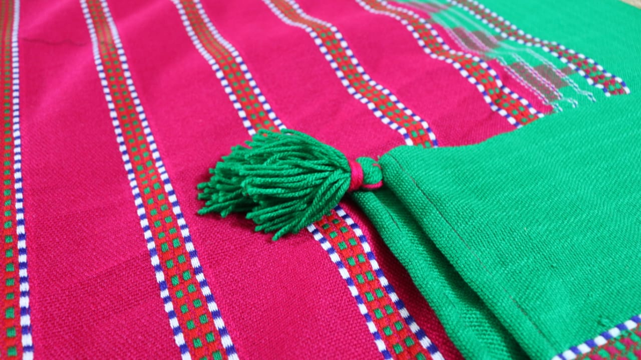 Pink & Green Woollen Khes (Duhar)