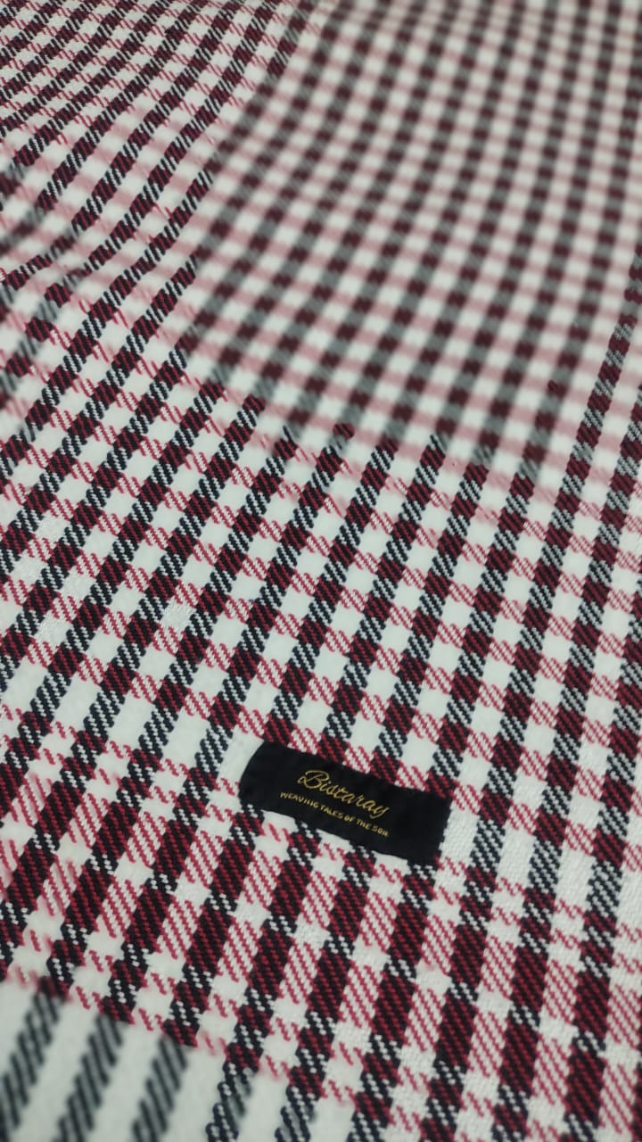 Red & White Cotton Check Khes