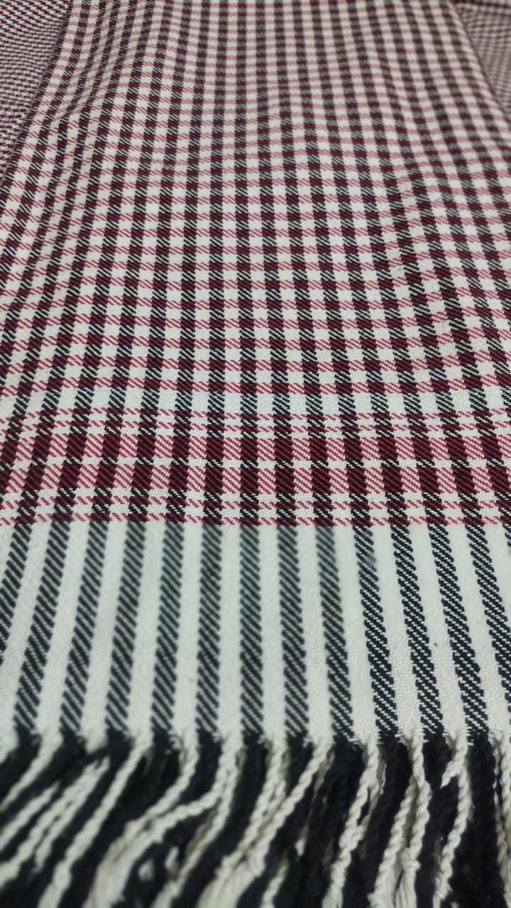 Red & White Cotton Check Khes