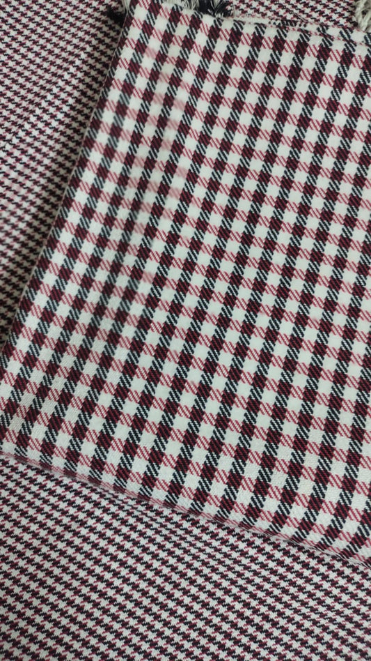 Red & White Cotton Check Khes