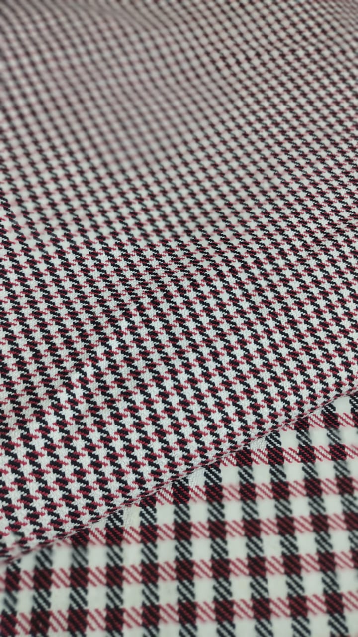Red & White Cotton Houndstooth Khes