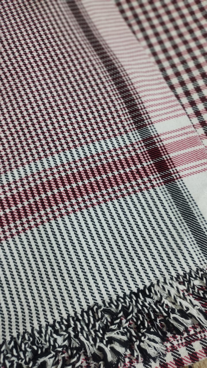 Red & White Cotton Houndstooth Khes