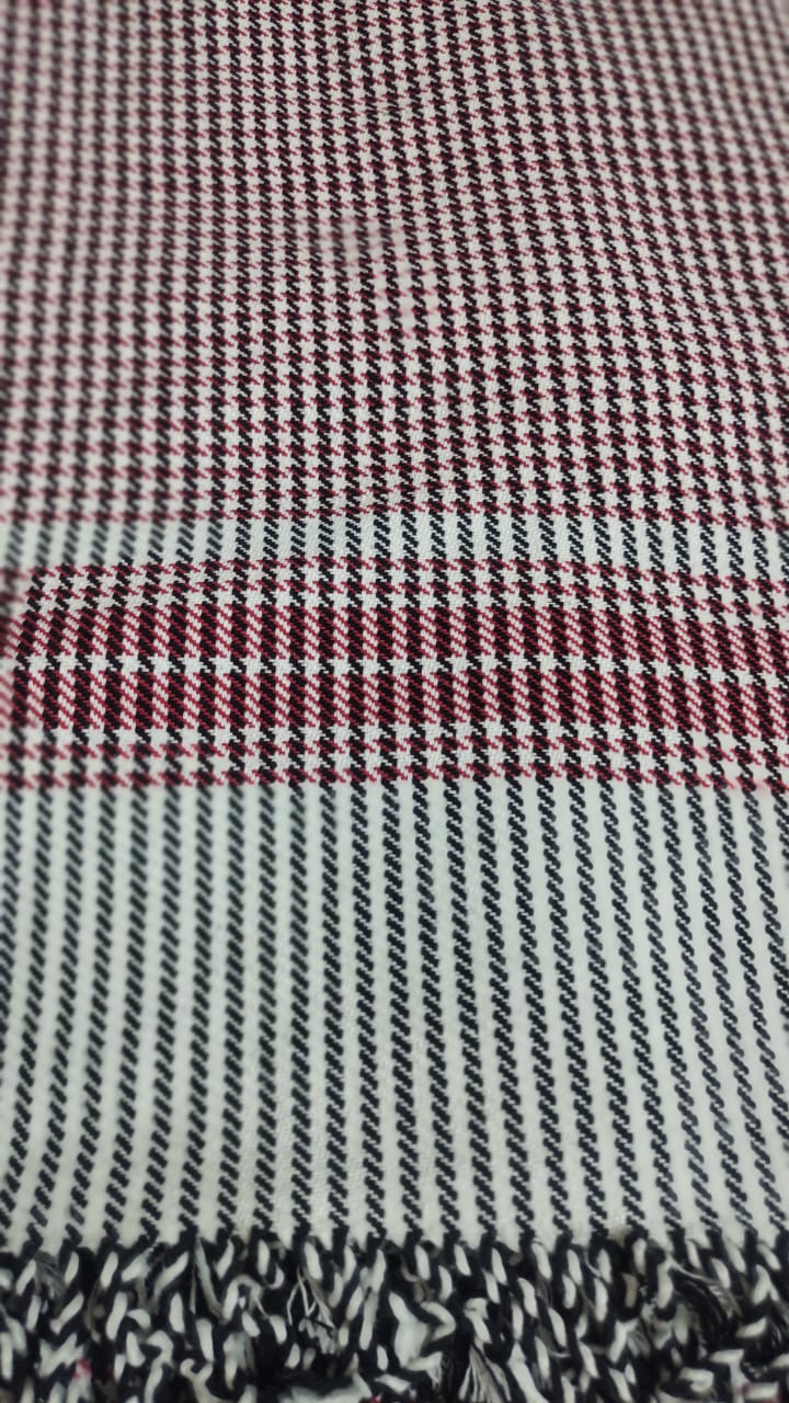 Red & White Cotton Houndstooth Khes