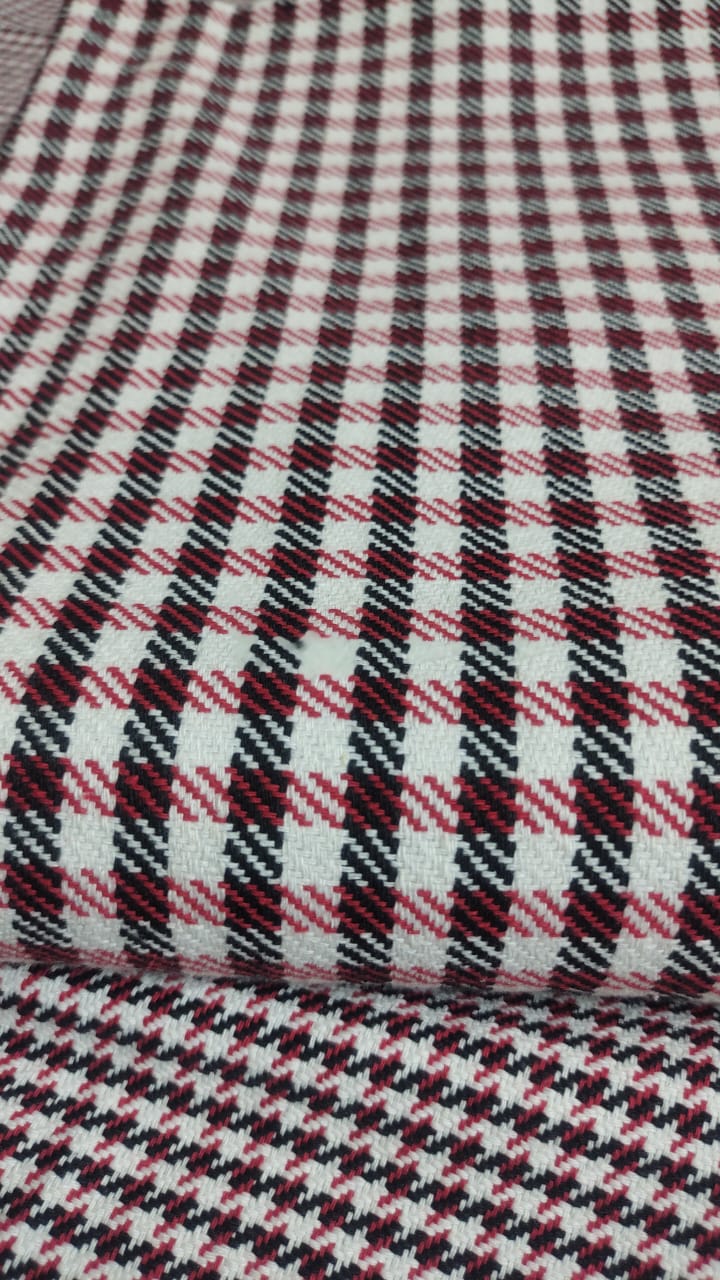 Red & White Cotton Check Khes