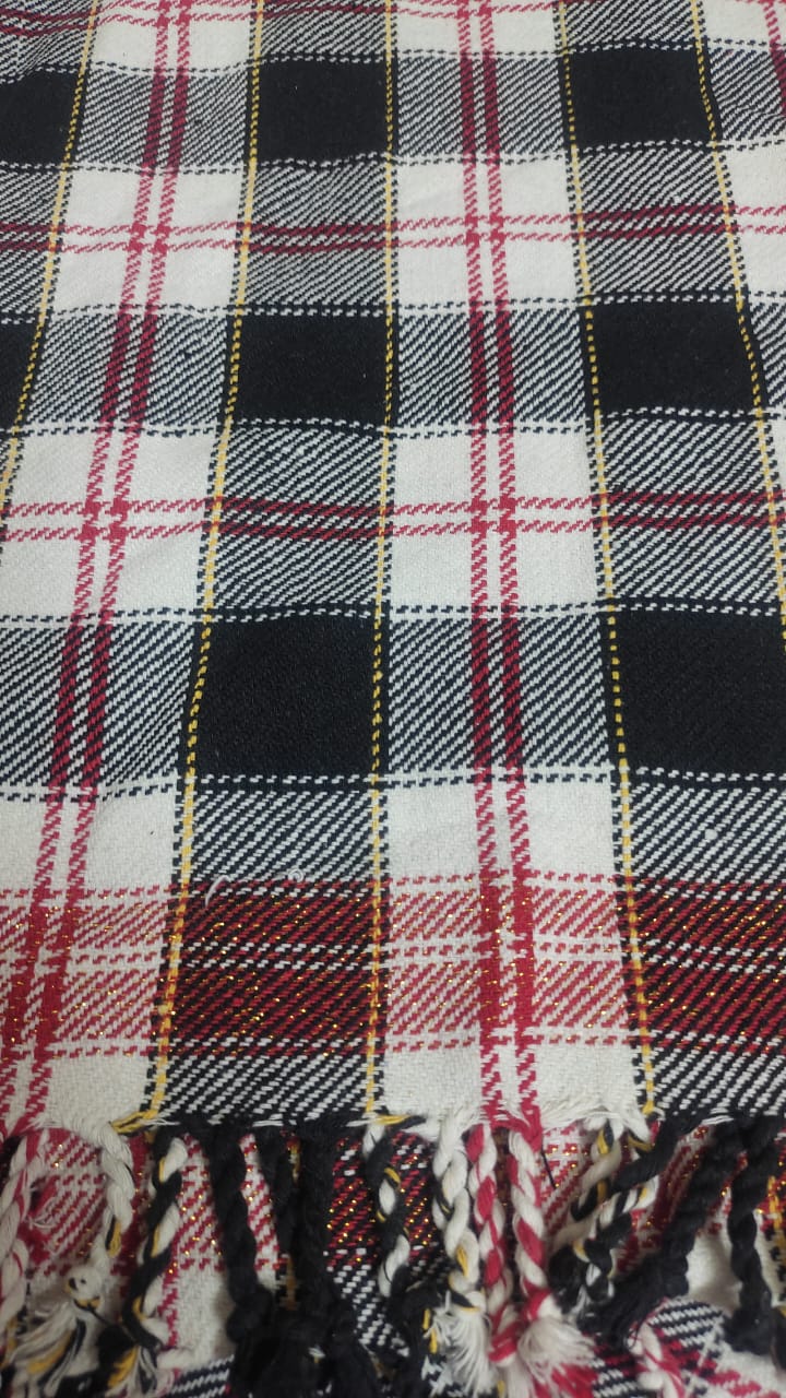 Black and White Tartan Plaid Cotton Khes