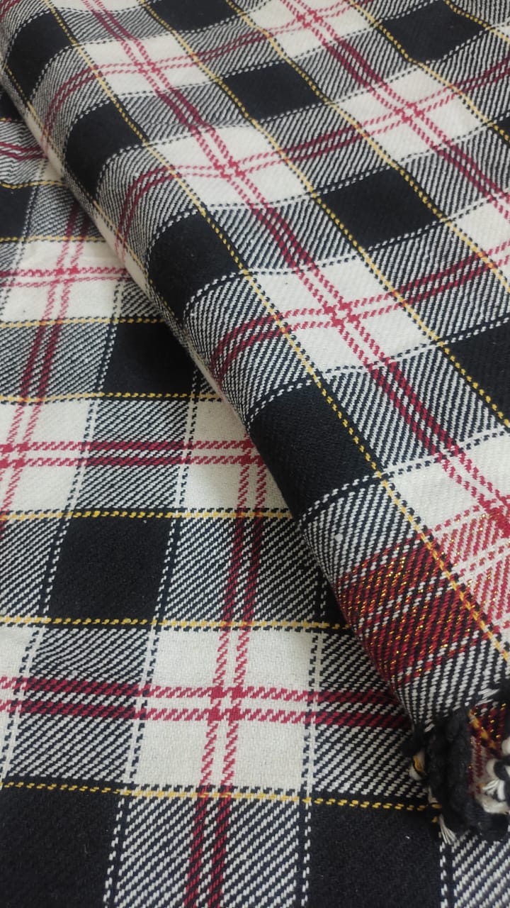 Black and White Tartan Plaid Cotton Khes