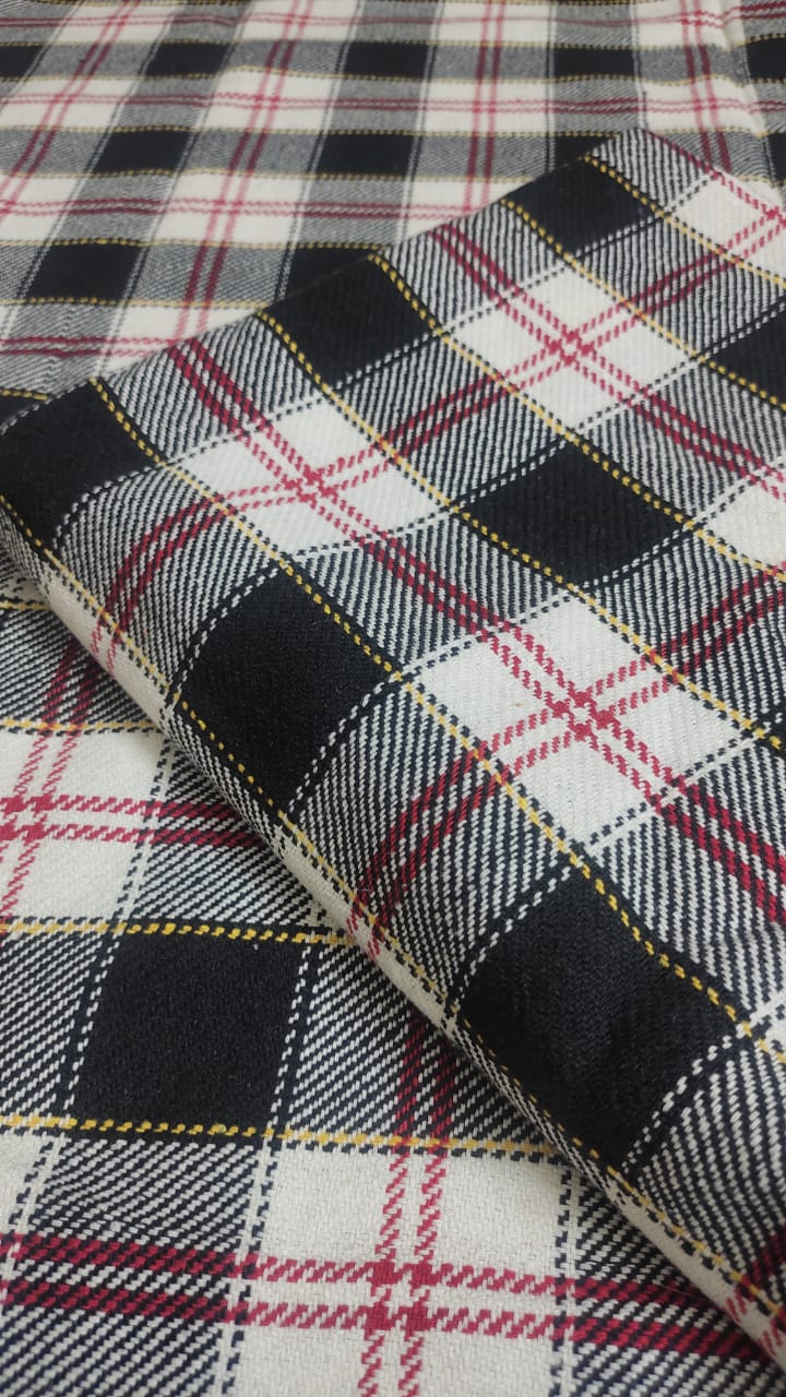 Black and White Tartan Plaid Cotton Khes