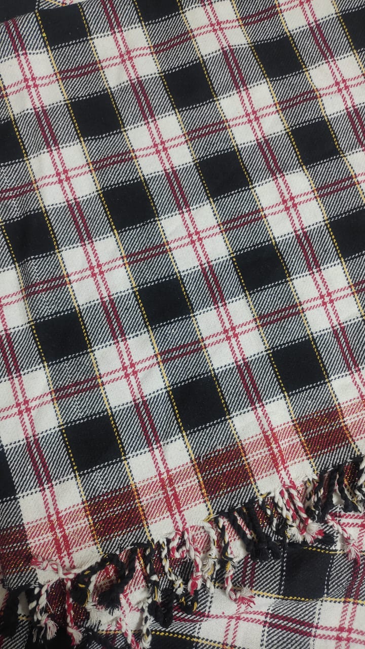 Black and White Tartan Plaid Cotton Khes
