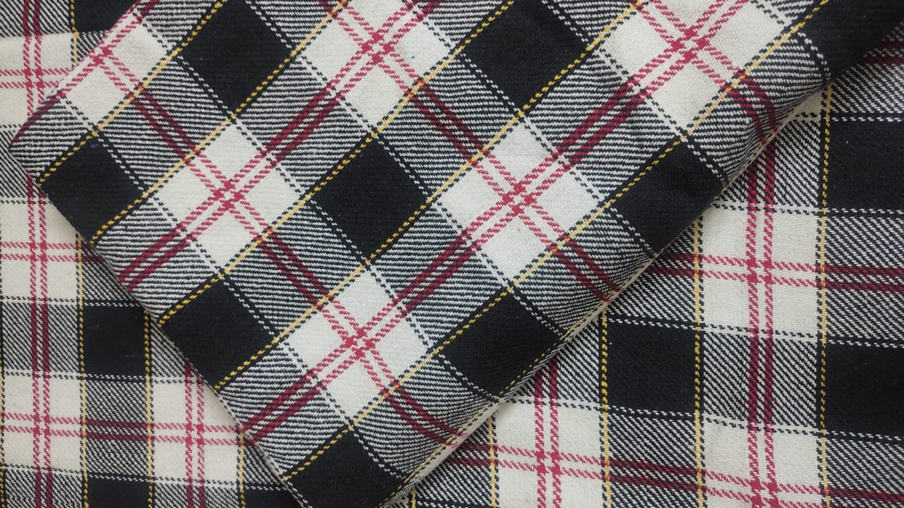 Black and White Tartan Plaid Cotton Khes