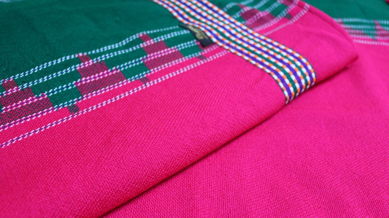 Green & Pink Lightweight Woollen Khes