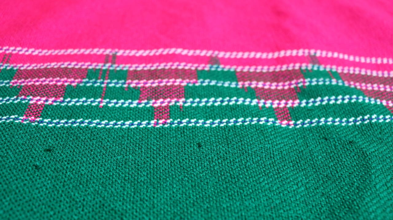 Green & Pink Lightweight Woollen Khes