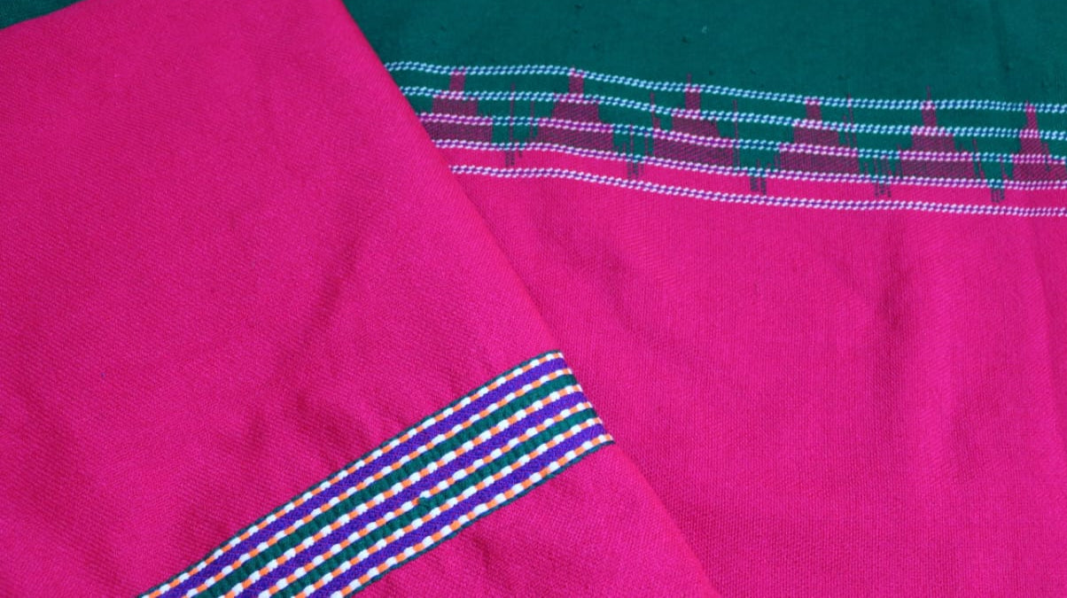 Green & Pink Lightweight Woollen Khes
