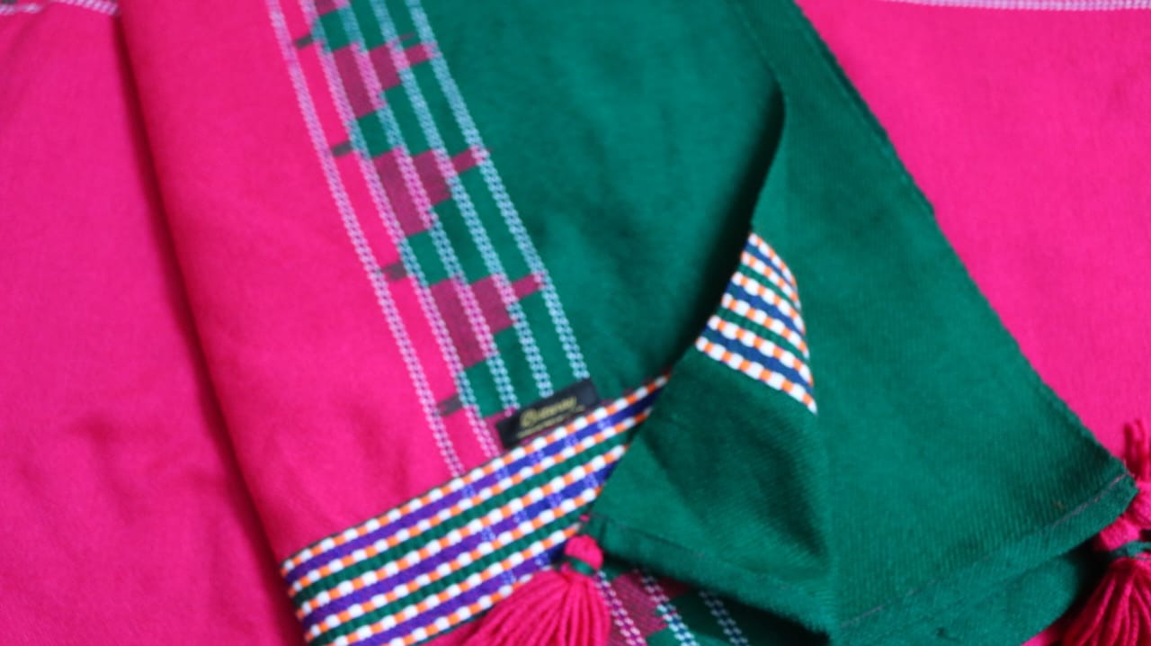 Green & Pink Lightweight Woollen Khes