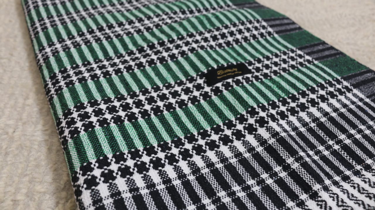 green cotton khes handwoven blanket