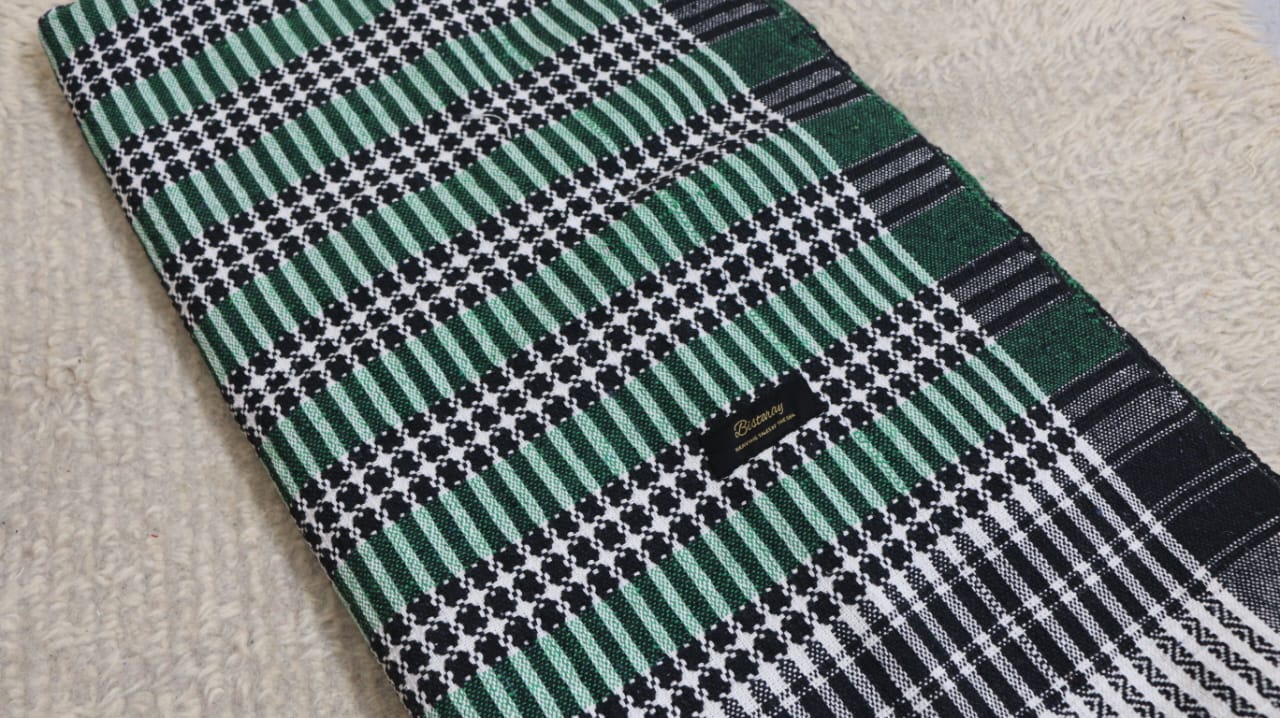green cotton khes handwoven blanket