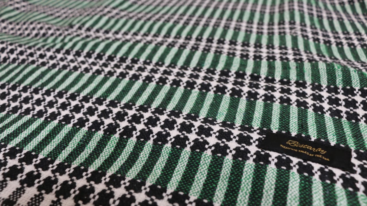green cotton khes handwoven blanket