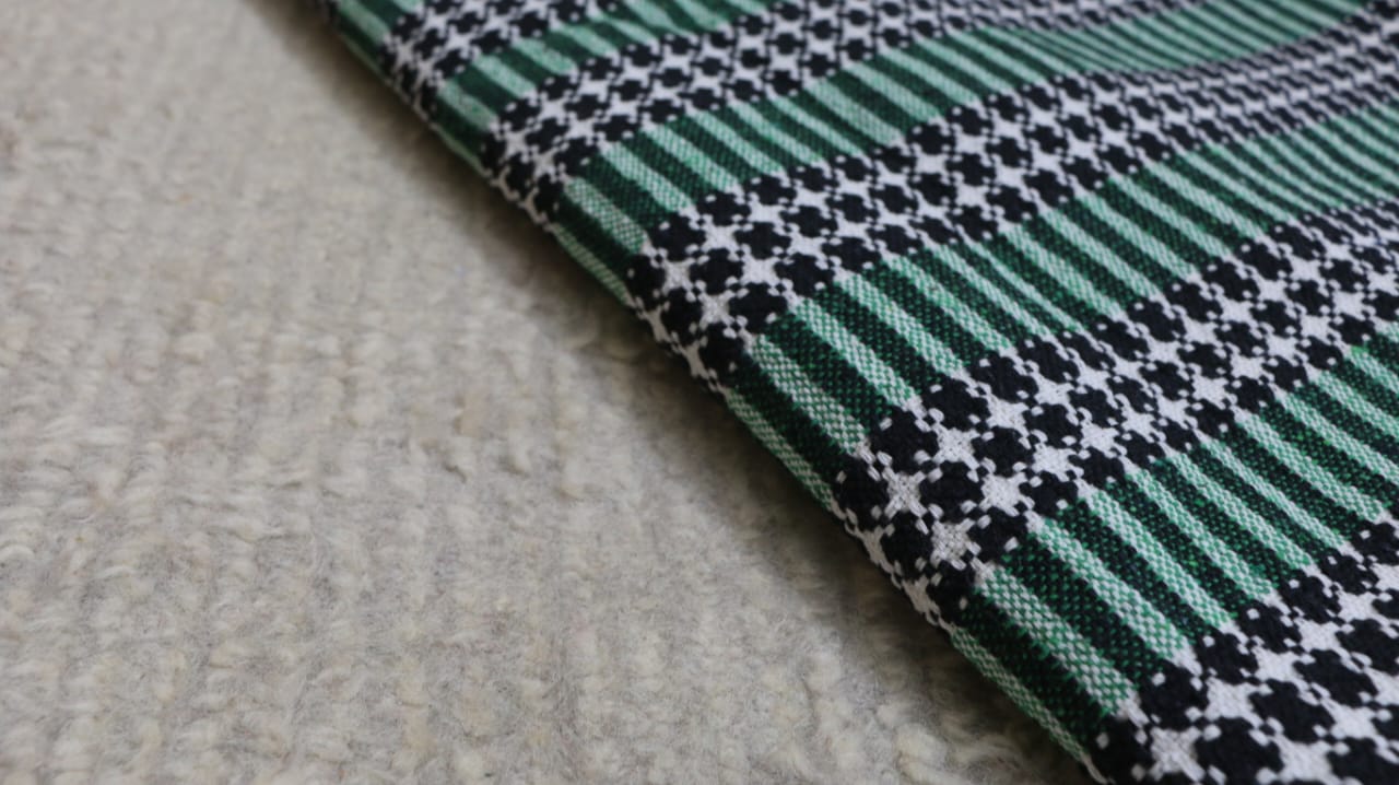 green cotton khes handwoven blanket