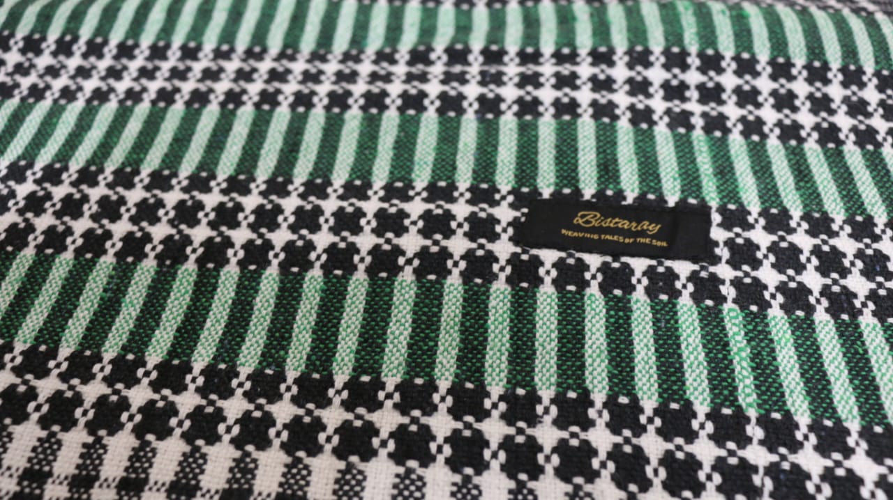 green cotton khes handwoven blanket