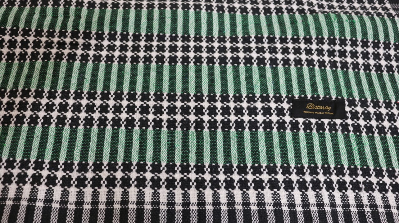 green cotton khes handwoven blanket