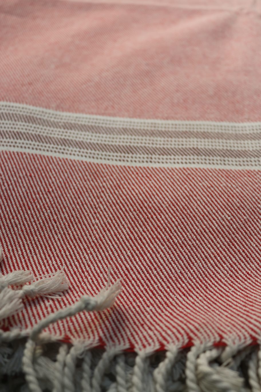 Salmon Pink with White stripes (Herringbone)