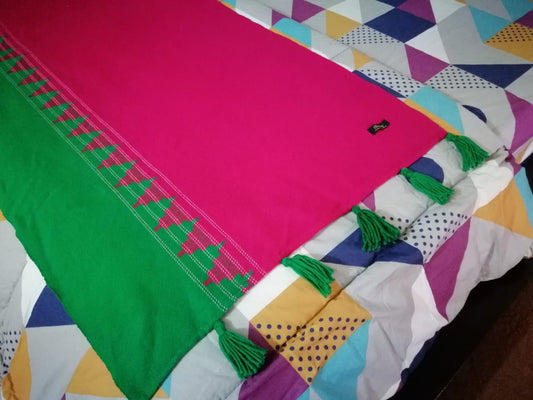 Fuchsia & Green Woollen Bed runner