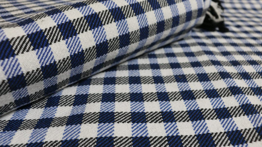 Blue & White Check Cotton Khes