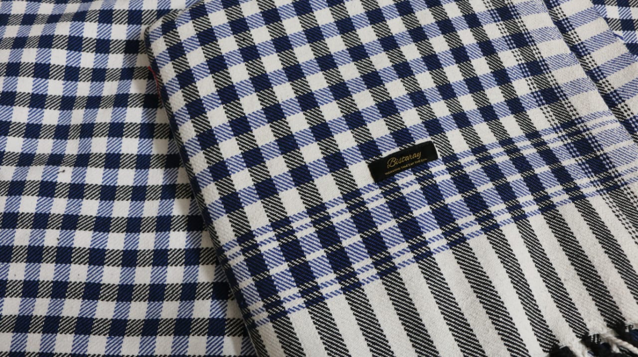 Blue & White Check Cotton Khes