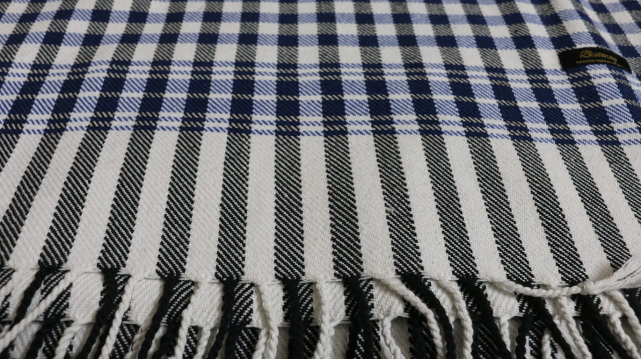 Blue & White Check Cotton Khes