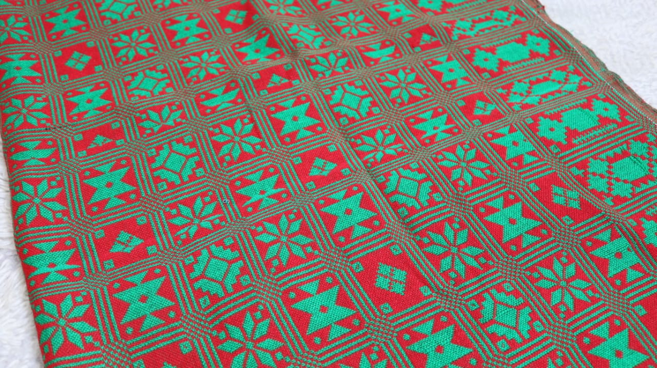 Red & Green Woollen Khes | Traditional Artisan Textile