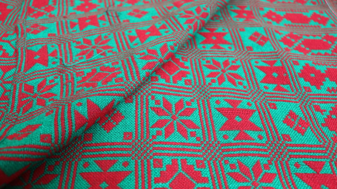 Red & Green Woollen Khes | Traditional Artisan Textile