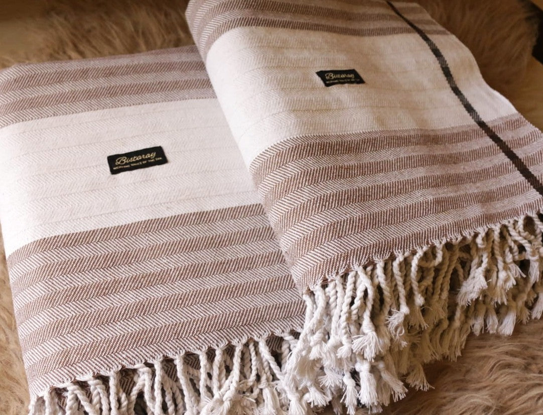 Brown Cotton Herringbone Khes