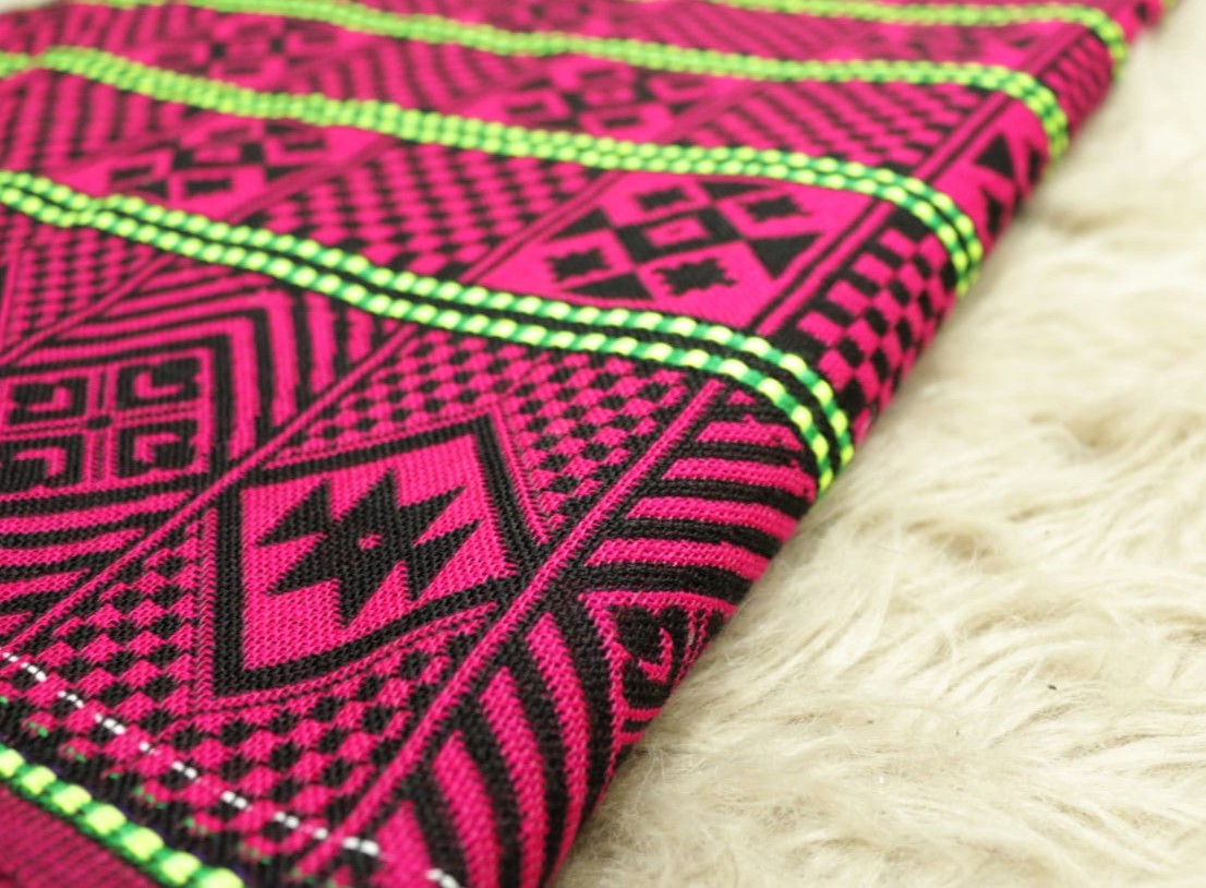 Fuchsia & Black Lightweight Woollen Throw