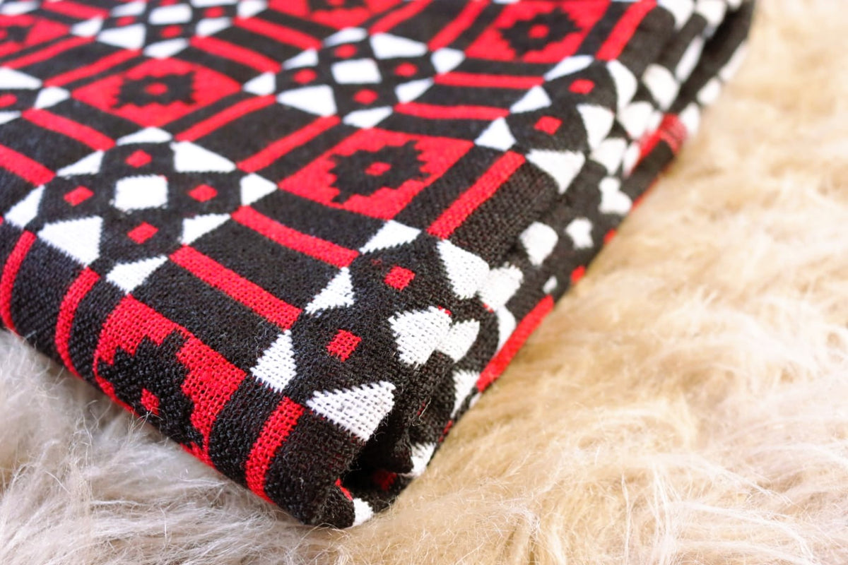 Black & Red Lightweight Woollen throw