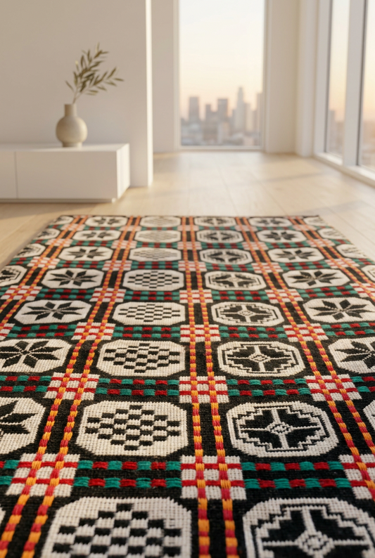 Black & Ivory Check Cotton Khes | Heritage Artisan Textile