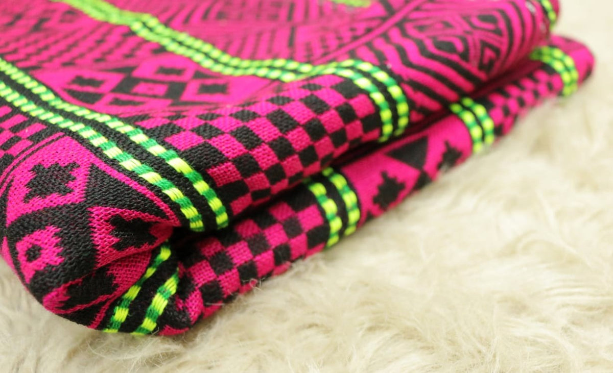 Fuchsia & Black Lightweight Woollen Throw