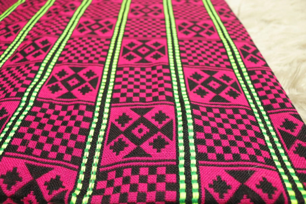 Fuchsia & Black Lightweight Woollen Throw