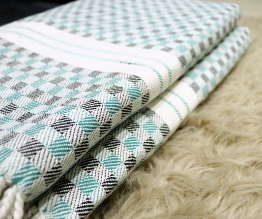 Seagreen & Grey Cotton Diamond Khes